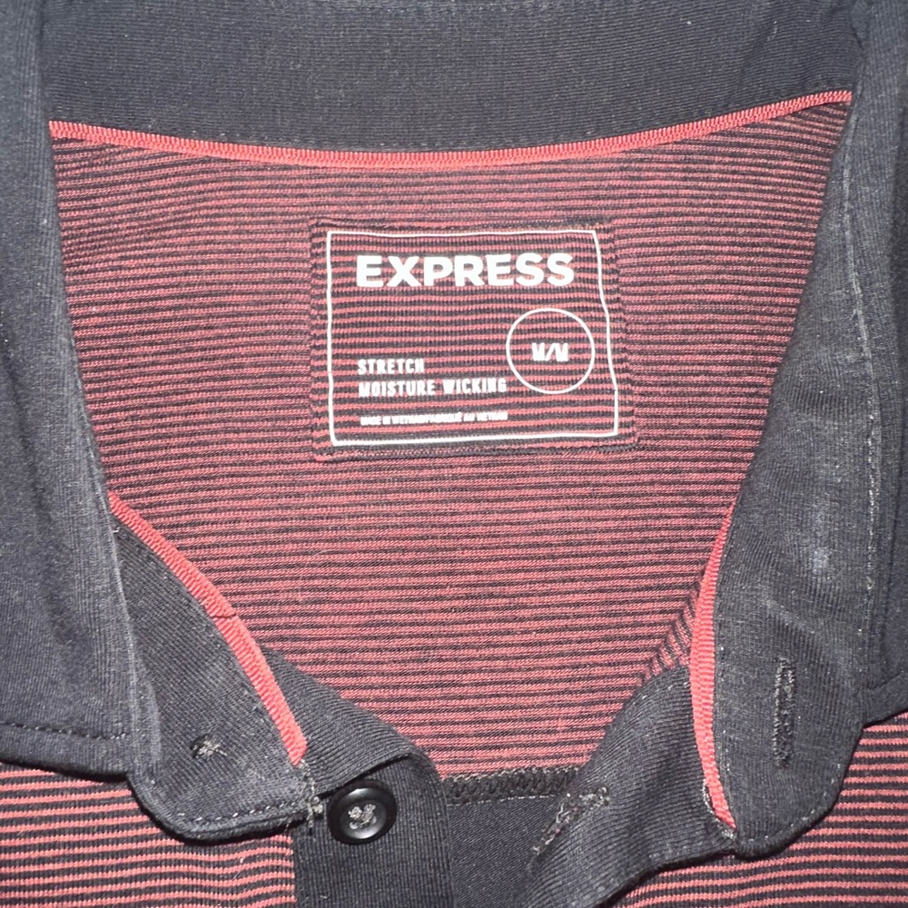 Express Black and Red Striped Polo